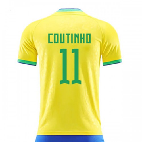 Brasilien Philippe Coutinho 11 VM 2022 Hjemmebanetrøje